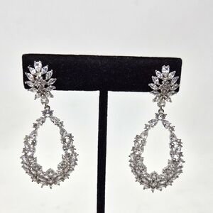 Elegant Silver Crystal Teardrop Earrings